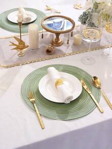 6pcs 15" Round Woven Placemat, Washable Non-Slip Heat-Resistant Table Mat, Suitable For Home, Dining, Holiday Party Decor - Multicolor - View 4