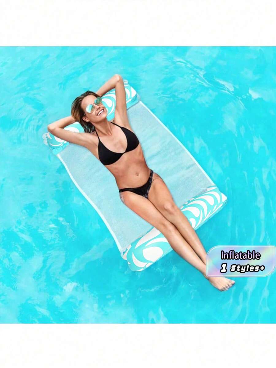 1 Piece Of PVC Inflatable Floating Hammock Chair, Floating Mat For Water Lounge Chairs, Suitable For Swimming Pools, Beach Parties And Other Occasions - Transparent Sequins - View 1