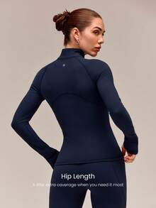 GLOWMODE FeatherFit™ Slim-It Streamline Performance Secure Pockets Zip Up Long Sleeve Jacket Low Impact Yoga Pilates Daily Spring Summer - Iron Gray - View 2