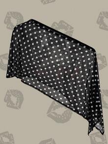 Betty Boop x SHEIN Women's Summer Fashion Polka Dot Cartoon Print Asymmetric Top - Black - View 8