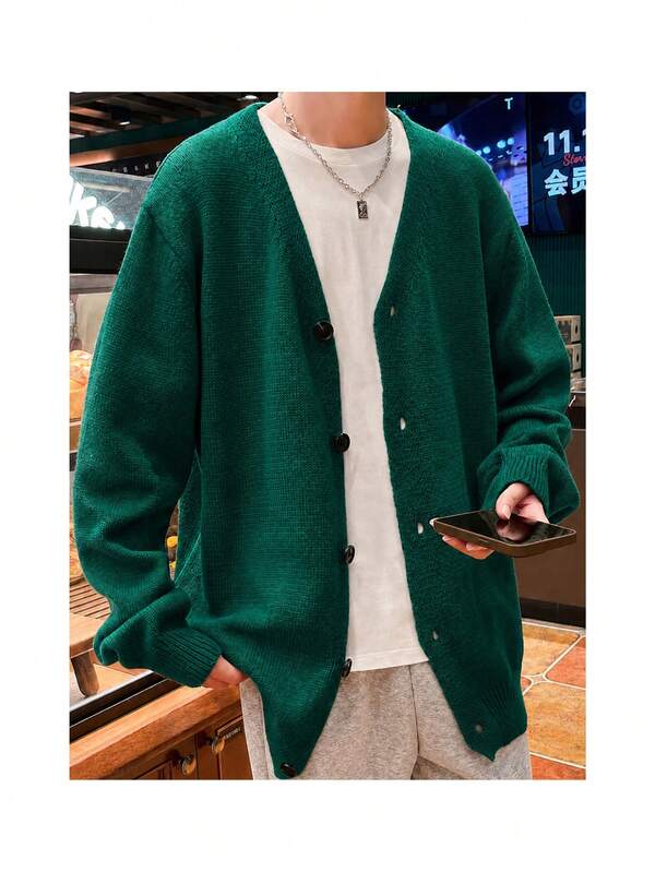 Manfinity Hypemode Men's Autumn/Winter Casual Versatile Solid Color Cardigan
