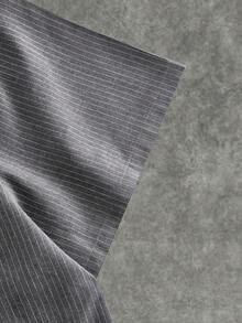 EASEVO Camisa de rayas con bolsillo con parche bordado para hombre de talla grande - Gris - Ver 7