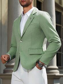 Manfinity Mode Men's Casual Business Commute Blazer - Green - View 3
