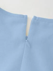 SHEIN Franclia 女款素色百褶休閒日常夏季洋裝 - 藍色 - 查看 7