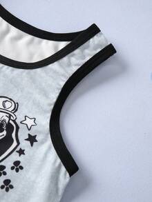 SHEIN | PAW Patrol Young Boy Summer Comfortable Dog Print Contrast Trim Tank Top And Shorts Underwear Set - Light Grey - View 4