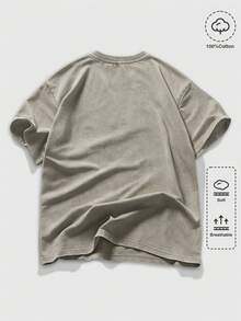 ROMWE MEN Goth Men's Crew Neck Slogan Print Casual Daily Summer T-Shirt - Light Grey - View 4