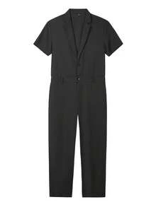Manfinity Homme Men's Jumpsuit And Overalls, Short Sleeve Long Pants Style, Black Cool-Touch Wrinkle-Resistant Fabric, Mature Casual Style - Black - View 3