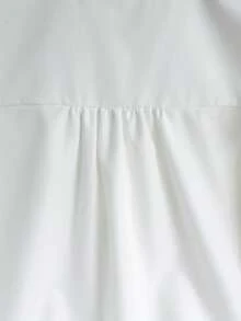 SHEIN Girls' Single Piece Elegant Solid Color Full Button-Front Shirt, Ruffle Collar, Puff Sleeve Design, 3D Bow Decor, Suitable For Daily Casual, Back To School, Vacation Wear In Spring And Autumn - White - View 8