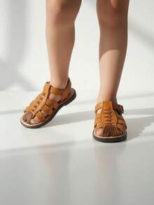 Girl Sandals And Adjustable Buckle - Camel - View 4