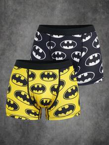 BATMAN X SHEIN Tween Boy Cartoon Print Boxer Briefs, Comfortable Casual - Black - View 1