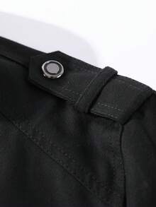 Manfinity Homme Chaqueta con cremallera y bolsillo con solapa de manga larga para hombre, para el otoño - Negro - Ver 7