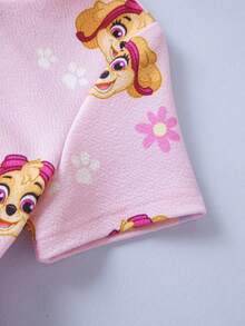 SHEIN | PAW Patrol 少女卡通印花短袖可愛洋裝 - 粉色 - 查看 5