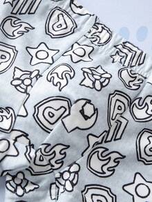 SHEIN | PAW Patrol Young Boy Summer Comfortable Dog Print Contrast Trim Tank Top And Shorts Underwear Set - Light Grey - View 7