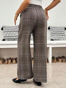 SHEIN Maternity Fashion Plaid Pocket Casual Loose Long Pants Fall - Multicolor - View 2