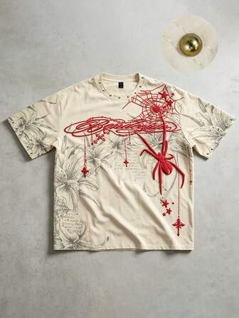 Street Life 2026 Estate Nuova T-shirt Casual Moda Street Punk Grafica da Uomo Vintage Americano Girocollo Maniche Corte