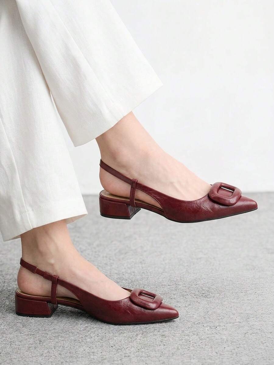 CUCCOO BIZCHIC Damen Flache Schuhe, einfarbiges Design, einfacher Stil, hohe Praktikabilität, vielseitig einsetzbar, geeignet als Frühlingsschuhe in der Weihnachtszeit - Burgunderrot. - Übersicht 1