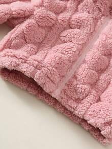 Baby Girl Winter Zipper Long Sleeve Heart Pattern Jacket - Pink - View 5