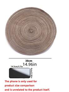 6pcs 15" Round Woven Placemat, Washable Non-Slip Heat-Resistant Table Mat, Suitable For Home, Dining, Holiday Party Decor - Multicolor - View 7