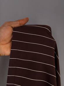 Rustia Plus Size Casual Striped Wide Leg Pants Fall - Brown - View 3