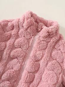Baby Girl Winter Zipper Long Sleeve Heart Pattern Jacket - Pink - View 3