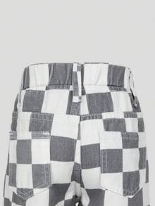 女童牛仔褲 開學季秋冬新品 可愛休閒 粉色格紋 寬鬆寬腿 柔軟日常穿著 幼兒校園通勤牛仔褲 - 灰色 - 查看 7