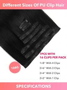 Seamless Clip Ins 7PCS PU liền mạch kẹp trong tóc người 100% tóc thật của con người 14-22 inch Balayage Ombre màu vàng da dệt Remy tóc nối 110G có kẹp - S1B - Xem 3