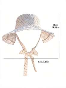 Cirelle 1pc Vintage Polka Dot Sun Bucket Hat For Women, Wide Brim Ruffle Summer Bucket Hat With Neck Ties, Packable Aesthetic Beach Sun Protection Cap - Multicolor - View 15