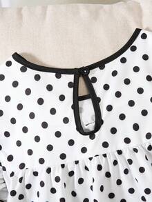 SHEIN Tween Girl Black Bow Flutter Sleeve T-Shirt Set, Vacation, Outdoor, Back To School, Fall - White - View 7