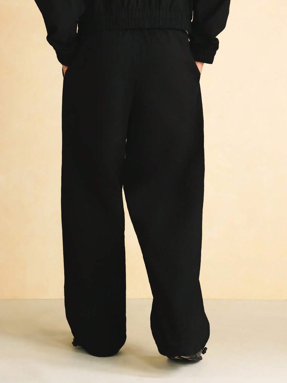 SUMWON Wide Leg Nylon Jogger Pants With Embroidery