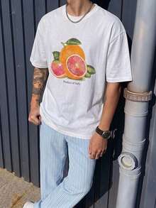 DAZY 男士夏季字母印花T恤與條紋長褲家居服睡衣套裝 - 彩色 - 查看 9