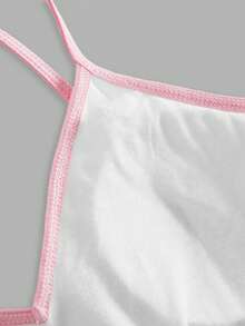 SHEIN Girlism 青少年女孩春夏新款甜美淺色對比3件式多件套，簡約V領內衣背心附胸墊，女孩必備內著，適合休閒穿著，四季皆宜 - 彩色 - 查看 6