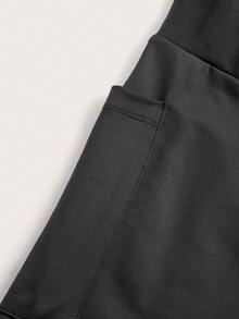 SHEIN EZwear 大尺碼女款純色休閒百搭日常穿著緊身內搭褲 - 深灰色 - 查看 5