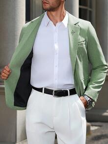 Manfinity Mode Men's Casual Business Commute Blazer - Green - View 6