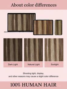 7 PIEZAS Extensiones de cabello con clip recto 100% cabello humano real de 14-24 pulgadas 115G Doble trama Extensiones de cabello con clip invisibles Cabello humano Remy natural para uso diario de mujeres y niñas - T4/26/4 - Ver 6