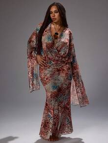Rustia Vintage Sexy V-Neck Y2K Street Style Leopard Print Batwing Sleeve Hot Girl Personalized Vacation Style Elegant Plus Size Women's Dress Fall - Multicolor - View 6