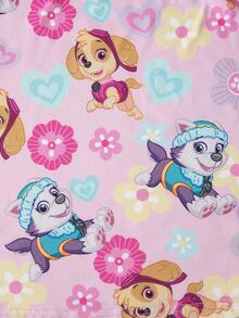 SHEIN | PAW Patrol Young Girl Cartoon Print Round Neck Flutter Sleeve Dress - Pink - View 6