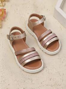 Sandalias para Niña y Hebilla Ajustable - Camel brilloso - Ver 2
