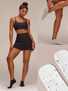 GLOWMODE Arch Support Everyday Socks Gym - White+Grey+Black Polka Dots - View 7