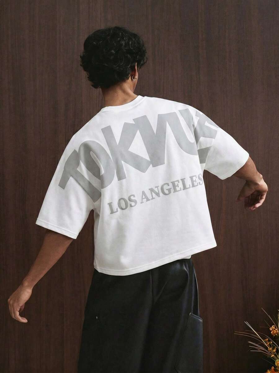 TOKVUE Men's Round Neck Loose Short Printed Short Sleeve T-Shirt, Summer - White - View 1