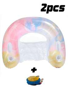 1pc U-Shaped Inflatable Lounger Chair, Cute Style With Bowknot And Sequin Elements, Cup Holder, PVC Material, Suitable For Water, Pool Party, Beach, Inflatable Float, Water Resting Seat, Air Pump Needs To Be Purchased Separately - Sequined Butterfly U-shaped Recliner - View 12