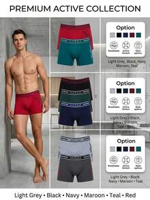 Set 12 piezas de calzoncillos bóxer elásticos cómodos para hombre con banda con diseño de letras - Multicolor B - Ver 1
