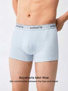 LUVLETTE 3-Pack Cotton Mid Rise Printed Letter Webbing Men's Boxer Briefs-Black - Multicolor - View 3