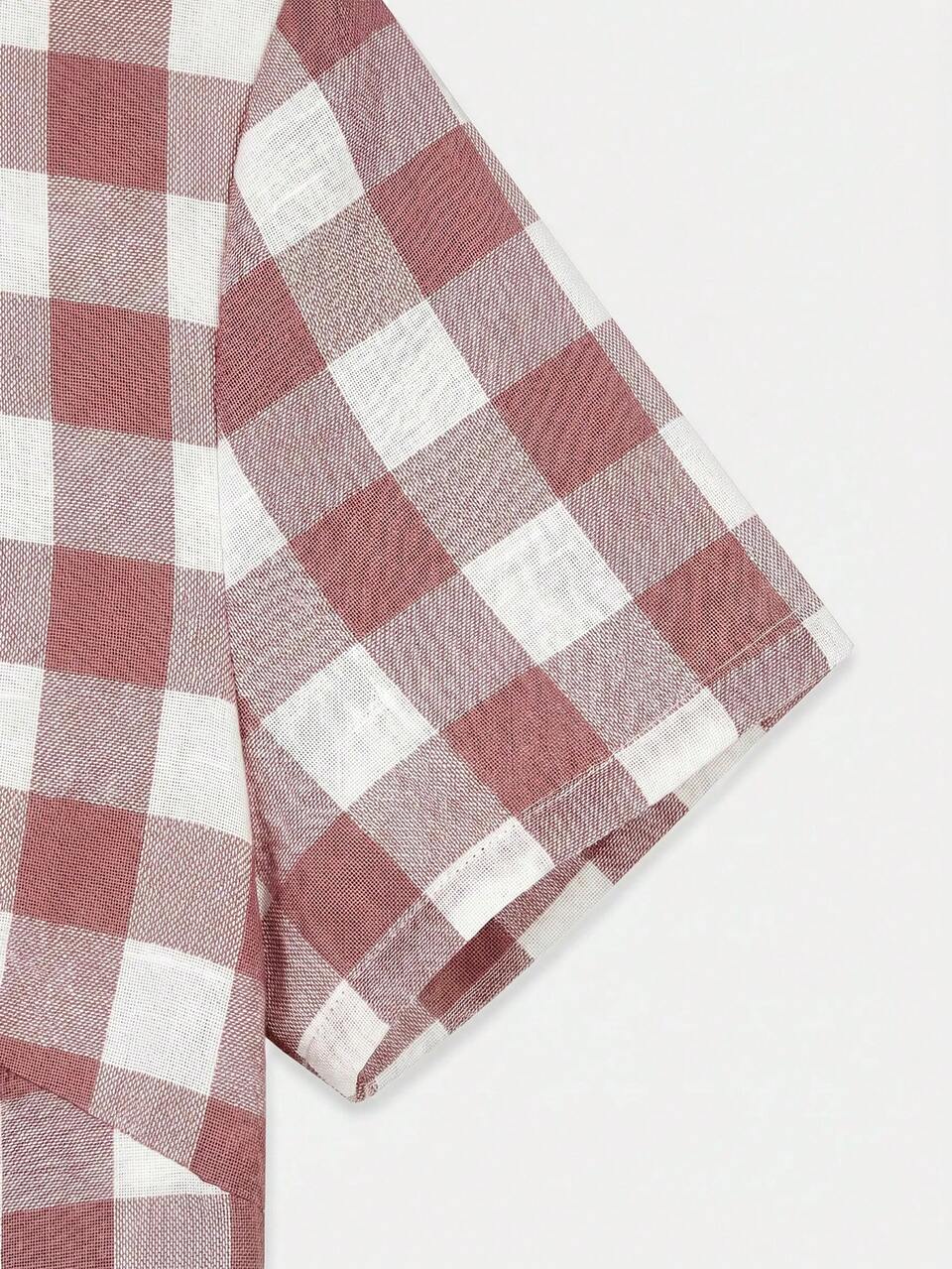 Pink Gingham Short Sleeve Mini Dress With Mandarin Collar Summer Holiday Elegant Cute Vintage