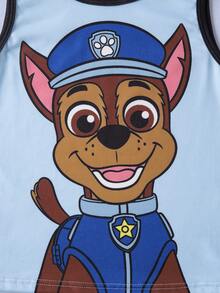 SHEIN | PAW Patrol Young Boy 2pcs Cute Cartoon Dog Print Contrast Binding Tank Top - Blue - View 7