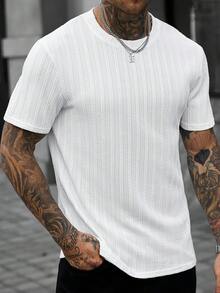 Manfinity CasualCool 男士休閒寬鬆短袖T恤，度假旅行必備，送給家人、男友的禮物 - 白色 - 查看 6