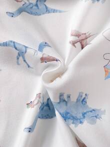 SHEIN 新生兒連身長袖褲裝連身衣與帽子睡衣家居服套裝，新品上市，可愛恐龍、長頸鹿、大象、獅子、老虎、鱷魚及其他趣味圖案印花組合 - 彩色 - 查看 8
