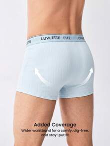 LUVLETTE 3-Pack Cotton Mid Rise Printed Letter Webbing Men's Boxer Briefs-Black - Multicolor - View 2