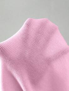 SHEIN Raffinéa 女款純色休閒百搭日常穿著長袖針織衫 - 粉色 - 查看 6