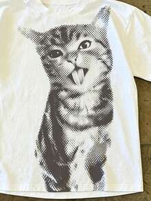 IslaSuriya Men's Summer Casual Cat Print Short Sleeve T-Shirt - Multicolor - View 3