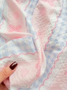 Slumberry CURVE Plus Size Women Sweet Bow Print Pajama Bottoms 3pcs Set - Multicolor - View 4